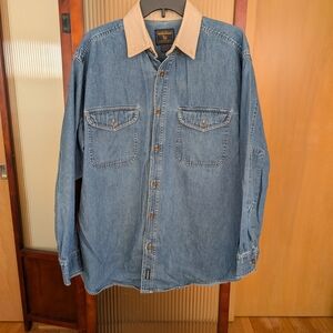 Woolrich Blue Denim Jacket with Tan Collar
